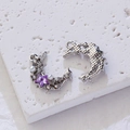 Pendentif lune argentée avec cristal étoile violette et perles pour bijoux DIY - Violet
