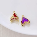 DIY Gold Meerjungfrau Schwanz Anhänger in Rot strukturiert und Violett mit Zirkon - Goldrahmen Rot Texturierter Stil(1#)