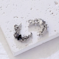 Pendentif lune DIY en alliage argenté avec strass et détails d'étoile noire - 6#Noir