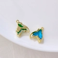 Goldene Meerjungfrau-Schwanzanhänger mit blauem Emaille-Verlauf für DIY-Schmuck - Goldrahmen Blau Grün Farbverlauf Stil(3#)