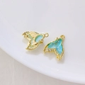 Pendentif queue de sirène bleue avec placage or et strass pour la création de bijoux DIY - Style Translucide Bleu Clair à Bordure Dorée(5#)