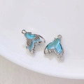 Pendentif queue de sirène en alliage avec résine bleue pour création de bijoux DIY - Style Irisé Bleu Glace à Bordure Argentée(6#)
