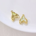 Pendentif queue de sirène dorée avec émail vert clair et zircon pour bijoux DIY - Style Irisé Vert Clair à Bordure Dorée(7#)