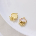 Pink pearlescent jellyfish charms in alloy gold finish for DIY jewelry necklaces - Pink (Gold Frame)