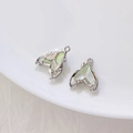 Pendentif queue de sirène DIY en alliage argenté avec perle vert clair et cristal - Style Nacré Cyan à Bordure Argentée(8#)