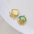 Golden iridescent jellyfish charms with green gradient resin inlay and honeycomb texture - Green (Gold Frame)