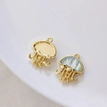 Colorful jellyfish alloy pendant with iridescent resin inlay and gold finish for DIY crafts - Light Blue (Gold Frame)