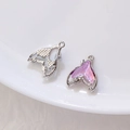 Pendentif queue de sirène violet dégradé avec strass pour création de bijoux - Style Irisé Violet à Bordure Argentée(14#)