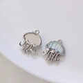 Colorful jellyfish alloy pendant with iridescent shell inlay for DIY jewelry design - Iridescent White (Silver Frame)
