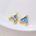 Pendentif queue de sirène dorée avec résine bleue translucide et petit cristal - Style Translucide Bleu à Bordure Dorée(15#)