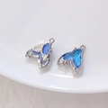 Pendentifs queue de sirène bleu dégradé avec bord argenté et accent cristal - Style Dégradé Bleu Fantôme à Bordure Argentée(16#)