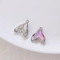 Pendentifs queue de sirène rose avec cadres argentés pour création de bijoux DIY - Style Polarisé Rose Violet à Bordure Argentée(18#)