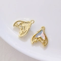 Gouden zeemeerminstaart hanger met parelmoer inleg en ster maan motief voor DIY sieraden - Gouden Ster Maan Meerminstaart Hanger Irillerend Blauw (6#)