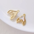 Gouden zeemeerminstaart hangers met parelmoer inleg voor DIY sieraden maken - Gouden Ster Maan Meerminstaart Hanger Irillerend Wit (8#)