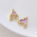 Paire de pendentifs queue de sirène dorée avec résine dégradé violet et cristal - Style Irisé Violet à Bordure Dorée(21#)