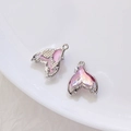 Pendentif queue de sirène rose avec strass pour création de colliers et bijoux DIY - Style Dégradé Rose à Bordure Argentée(22#)