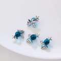 Zilveren snoepvormige hanger met blauwe harskralen voor DIY sieraden maken - Stukprijs / Blauwe Bellenvis (Wit K Verguld)