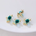 Gouden vis hangers met groene en blauwe kralen voor DIY sieraden maken projecten - Stukprijs / Donkergroene Bellenvis (Goudvergulde Basis)