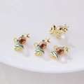 Ciondolo a forma di pesce dorato con stella smaltata e perline per gioielli fai da te - Prezzo al pezzo / Pesce Bolla Marrone (Base Placcata Oro)