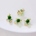 Ciondolo a forma di pesce dorato con perla verde e dettagli blu per gioielli fai da te - Prezzo al pezzo / Pesce Bolla Verde (Base Placcata Oro)