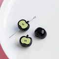 DIY apple-shaped beads in glossy black with green interior detail for jewelry - Black Apple