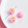 Pink acrylic apple beads for DIY jewelry making with realistic fruit slice details - Pink Apple