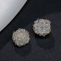 Handmade cluster flower stud earrings with clear crystals and golden metallic beads - No.2 Large Clear Crystal Cluster Gold Beads / Large