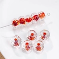 Translucent 12mm lampwork glass beads with orange-red swirl pattern for DIY jewelry - (1 Piece) / Red Orange Swirl (3#)