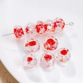 12mm red and white lampwork glass wheel beads for DIY handmade jewelry bracelets - (1 Piece) / Red White Petal (5#)