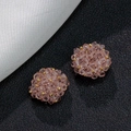 Pink faceted crystal beaded flower stud earrings with golden metallic accents for women - No.3 Large Light Pink Crystal Cluster Gold Beads / Large