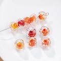 12mm handmade orange lampwork glass beads with spiral texture for DIY jewelry making - (1 Piece) / Orange Red Spiral (7#)