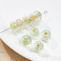 12mm light green and yellow lampwork glass bead with wavy ripple texture for DIY crafts - (1 Piece) / Green Yellow Swirl (9#)