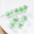 Green lampwork glass beads with unique 12mm water ripple texture for DIY jewelry making - (1 Piece) / Emerald Core (11#)
