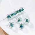 12mm handmade lampwork glass beads with blue and green rose patterns for DIY jewelry - (1 Piece) / Blue Green Rose (12#)