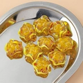 Star-shaped amber glass beads with internal red and yellow swirl textures for DIY jewelry - Amber Star Style (1#)