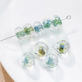 Blue and green 12mm swirl lampwork glass beads for DIY bracelet and jewelry making - (1 Piece) / Blue Green Spiral (16#)