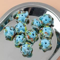 Light blue wavy star lampwork glass beads with colorful splatter for DIY jewelry - Light Blue Wave Star Style (3#)