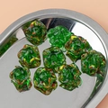Handmade green glass rose bead with colorful internal streaks for DIY jewelry making - Emerald Green Rose Style (4#)