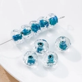 Blue spiral glass lampwork bead 12mm flat round wheel shape for DIY jewelry making - (1 Piece) / Clear Blue Spiral (18#)
