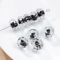 Handmade 12mm black spiral pattern lampwork glass beads for DIY bracelet making - (1 Piece) / Black Spiral (19#)