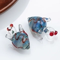 Ciondolo a forma di cuore in vetro lampwork fatto a mano blu e rosso per gioielli DIY - Stile Cuore Patchwork Rosso Blu (6#)