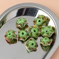 Lichtgrüne sternförmige Lampwork-Glasperlen mit handbemalten Texturen für DIY-Schmuck - Hellgrün Bemalt Stern Stil (7#)