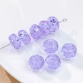 Translucent purple flower-shaped 12mm lampwork glass beads with delicate rose patterns - (1 Piece) / Light Purple Rose (21#)