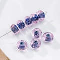 12mm light pink lampwork glass beads with blue swirl pattern for DIY bracelets - (1 Piece) / Light Pink Blue Spiral (26#)