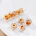 12mm clear glass bead with orange swirl pattern and wide hole for jewelry making - (1 Piece) / Orange Yellow Swirl (30#)