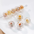 12mm amber glass beads with internal rose pattern for DIY handmade jewelry crafting - (1 Piece) / Amber Yellow Rose (31#)