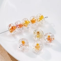 12mm orange lampwork glass wheel beads with water ripple texture for DIY jewelry - (1 Piece) / Orange Yellow Polyhedron (32#)