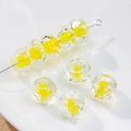 12mm yellow lampwork glass bead with wavy surface for DIY jewelry making - (1 Piece) / Yellow Clear Inner Flower (34#)