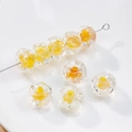 12mm yellow lampwork glass bead with handmade rose interior for DIY jewelry making - (1 Piece) / Bright Yellow Rose (35#)