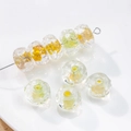 12mm flat glass bead with embedded yellow and green dried flowers for DIY jewelry - (1 Piece) / Yellow Green Inner Flower (36#)